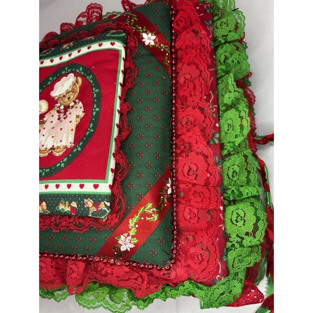 Vintage Christmas Photo Album Fabric, Lace, Beads Holiday Scrapbook